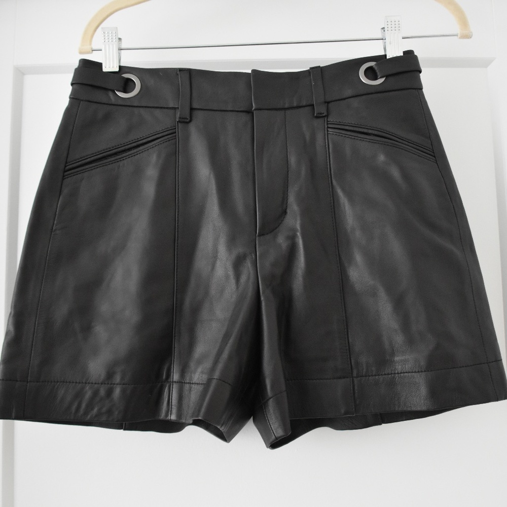black leather shorts